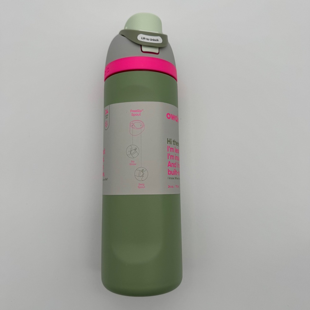 Owala FreeSip 24 oz Insulated Stainless Steel Water Bottle Green Sage